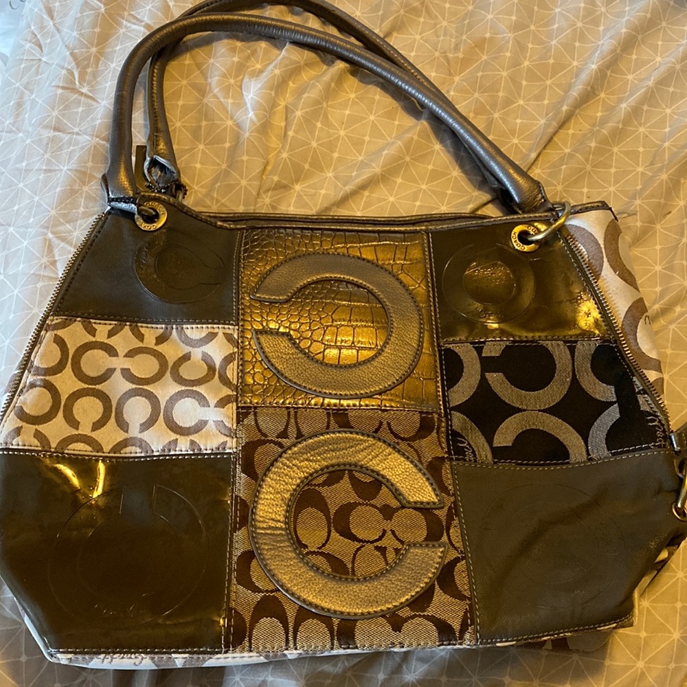 Grey and beige Coach purse!